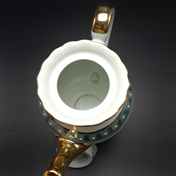 Vintage Bavaria Porcelain Teapot Gold Trim Floral Design - Picture 13 of 16